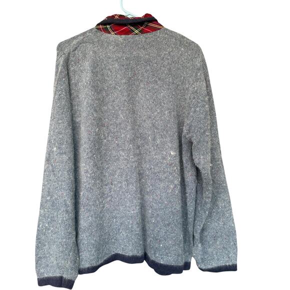 Victoria Jones Sweater Womens XL Blue Zip Cardigan Holiday Christmas Applique - Picture 2 of 10